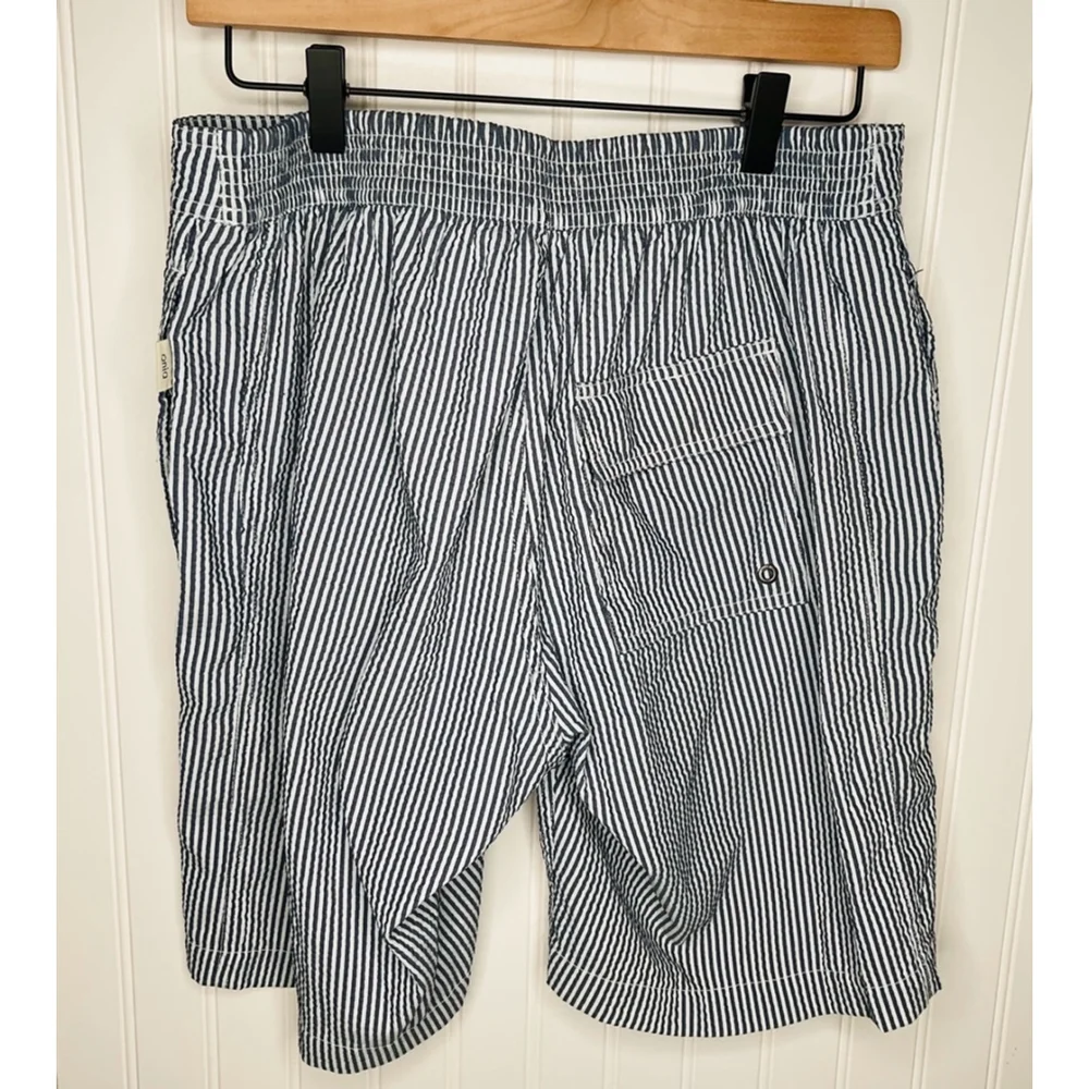 Men's Onia Striped kal Shorts Size L Blue/grey White stripes 8”